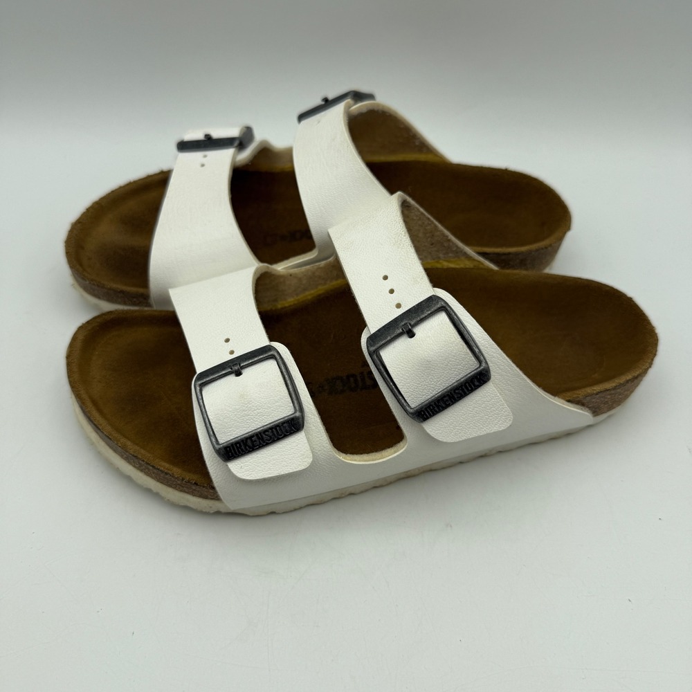 Birkenstock Arizona Sandals Kids Size 33 US 2 White Birko-Flor Two Strap Slides